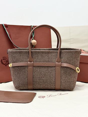 Loro Piana Ghiera Shopper Small Silk Oak/Red/White/Dark Brown/Brown Tan (F7ZR) - 28x19x12cm