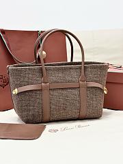 Loro Piana Ghiera Shopper Small Silk Oak/Red/White/Dark Brown/Brown Tan (F7ZR) - 28x19x12cm - 4