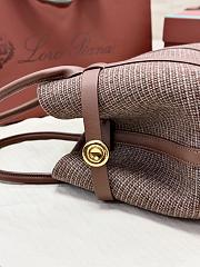 Loro Piana Ghiera Shopper Small Silk Oak/Red/White/Dark Brown/Brown Tan (F7ZR) - 28x19x12cm - 3