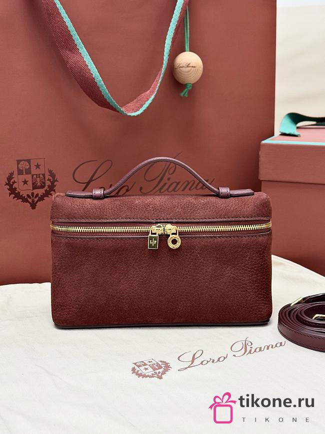 Loro Piana Extra Pocket L19 Calfskin Glazed Moka (H1DY) - 19x7x12cm - 1