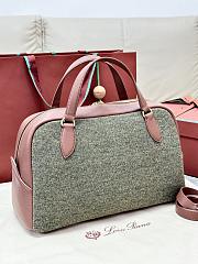 Loro Piana Medium Needle Bag Cashmere, Virgin Wool, Silk Countryside Sage (B5NA) - 40.5x20x20cm - 3