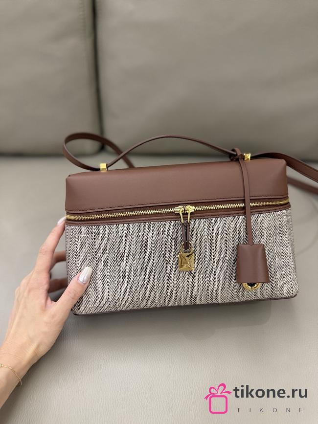 Loro Piana Extra Bag L27 Calfskin Venice Bricola/White/Golden Beach/Intense Espresso (F6WE) - 27x16x10cm - 1