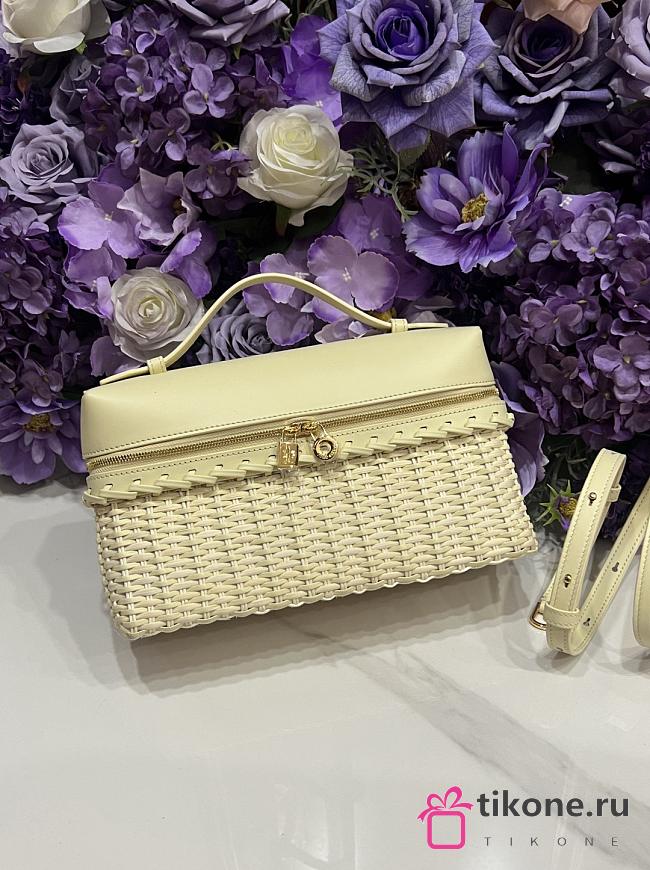 Loro Piana Extra Pocket L27 East West Wicker Rattan Cream - 27x15x10cm - 1