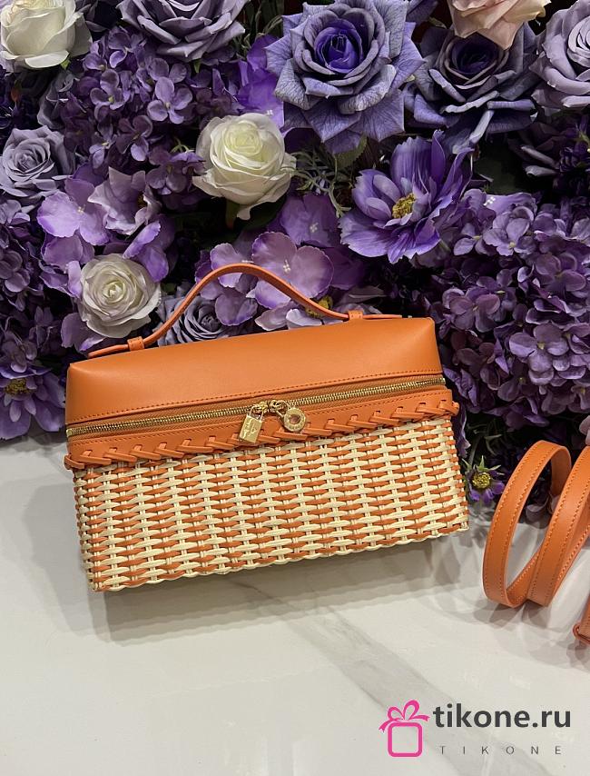 Loro Piana Extra Pocket L27 East West Wicker Rattan Orange - 27x15x10cm - 1