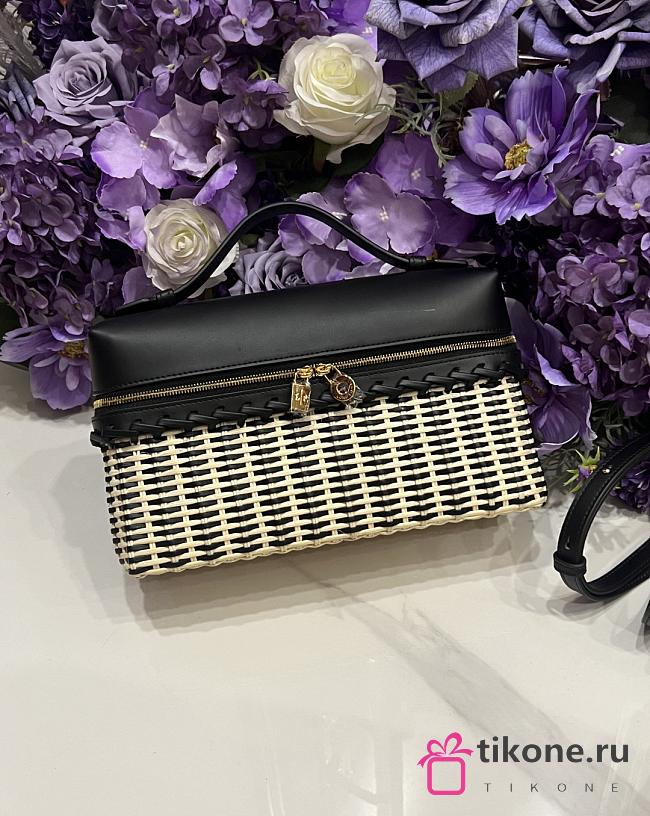 Loro Piana Extra Pocket L27 East West Wicker Rattan Black - 27x15x10cm - 1