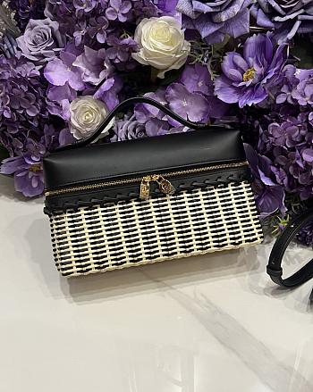 Loro Piana Extra Pocket L27 East West Wicker Rattan Black - 27x15x10cm