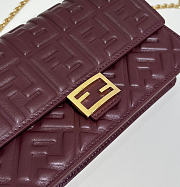 Fendi Wallet On Chain Baguette Burgundy Nappa Leather Wallet - 21x15.5x5cm - 3
