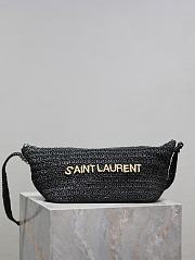 YSL Saint Laurent Le Raffia Logo Shoulder Bag Black - 23/26x14x14.5cm - 1