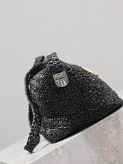 YSL Saint Laurent Le Raffia Logo Shoulder Bag Black - 23/26x14x14.5cm - 4