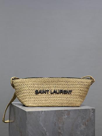 YSL Saint Laurent Le Raffia Logo Shoulder Bag Natural - 23/26x14x14.5cm