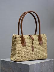 YSL Panier Rectangle Leather-Trimmed Raffia Tote Bag Natural - 29x21x9cm - 6
