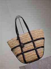 YSL Panier Studded Leather-Trimmed Woven Raffia Tote Bag Natural - 40x29x19cm - 4