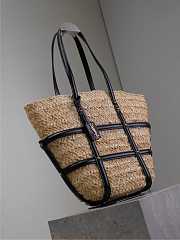 YSL Panier Studded Leather-Trimmed Woven Raffia Tote Bag Natural - 40x29x19cm - 2