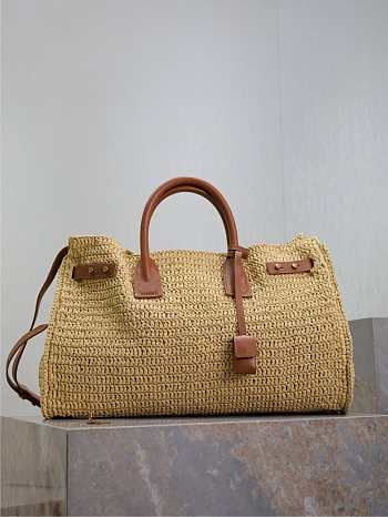YSL Medium Sac De Jour Raffia Top Handle Bag Natural - 41x28x13cm