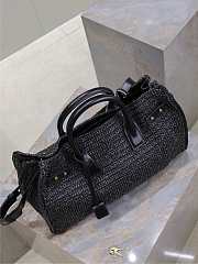 YSL Medium Sac De Jour Raffia Top Handle Bag Black - 41x28x13cm - 3