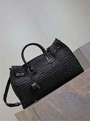 YSL Medium Sac De Jour Raffia Top Handle Bag Black - 41x28x13cm - 4