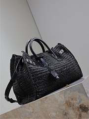 YSL Medium Sac De Jour Raffia Top Handle Bag Black - 41x28x13cm - 5