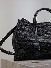 YSL Medium Sac De Jour Raffia Top Handle Bag Black - 41x28x13cm - 6