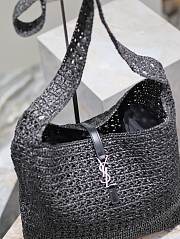 YSL Le 5 A 7 Medium Tote In Raffia In Black - 39x32x15cm - 3