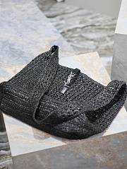 YSL Le 5 A 7 Medium Tote In Raffia In Black - 39x32x15cm - 2