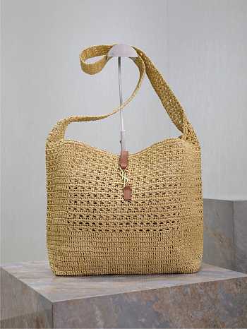 YSL Le 5 A 7 Medium Tote In Raffia In Natural - 39x32x15cm