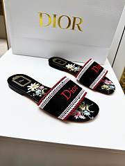 Dior Dway Slide Black Embroidered Cotton and Multicolor Dior Secret Garden Motif - 5