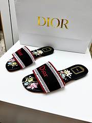 Dior Dway Slide Black Embroidered Cotton and Multicolor Dior Secret Garden Motif - 4