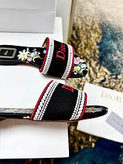 Dior Dway Slide Black Embroidered Cotton and Multicolor Dior Secret Garden Motif - 3