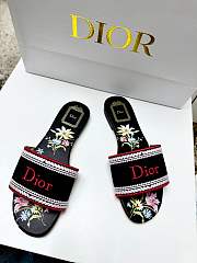 Dior Dway Slide Black Embroidered Cotton and Multicolor Dior Secret Garden Motif - 2