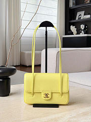 Chanel Small Flap Bag Grained Shiny Calfskin & Gold-Tone Metal Yellow - 15x22x7cm - 1