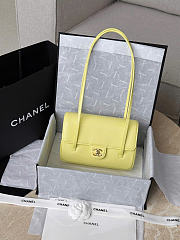 Chanel Small Flap Bag Grained Shiny Calfskin & Gold-Tone Metal Yellow - 15x22x7cm - 5