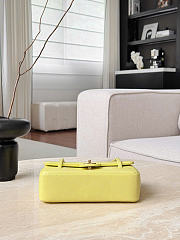 Chanel Small Flap Bag Grained Shiny Calfskin & Gold-Tone Metal Yellow - 15x22x7cm - 4