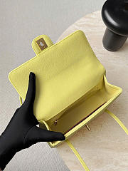 Chanel Small Flap Bag Grained Shiny Calfskin & Gold-Tone Metal Yellow - 15x22x7cm - 2