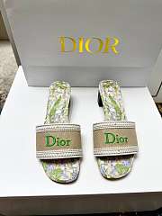 Dior Dway Heeled Slide Natural Embroidered Cotton and Multicolor Lily of the Valley Motif 3.5cm - 6