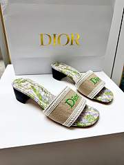 Dior Dway Heeled Slide Natural Embroidered Cotton and Multicolor Lily of the Valley Motif 3.5cm - 4