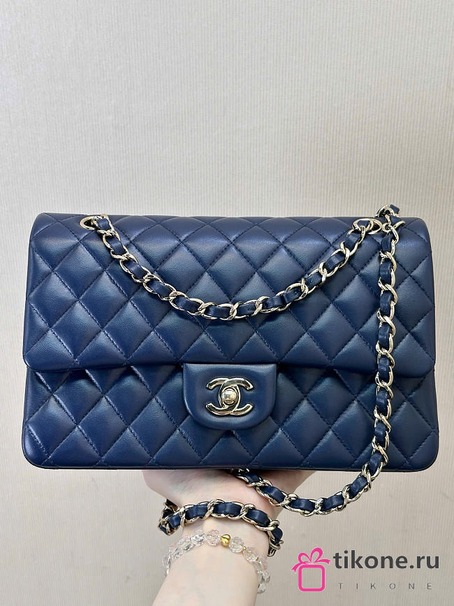 Chanel Classic 11.12 Handbag Lambskin & Gold-Tone Metal Dark Blue - 15.5x25.5x6.5cm - 1