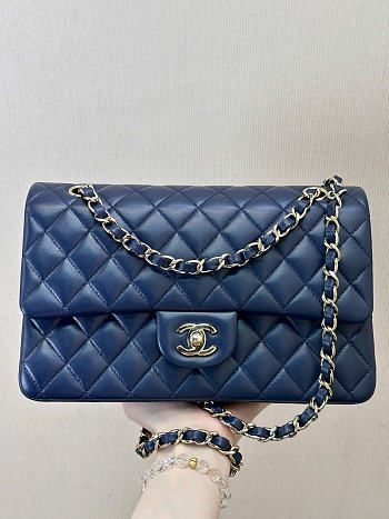 Chanel Classic 11.12 Handbag Lambskin & Gold-Tone Metal Dark Blue - 15.5x25.5x6.5cm