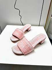 Dioramour Dior Dentelle Heeled Slide Soupir Pink Dior Oblique Embroidered Cotton and White Lace 3.5cm - 6
