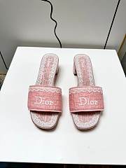 Dioramour Dior Dentelle Heeled Slide Soupir Pink Dior Oblique Embroidered Cotton and White Lace 3.5cm - 4