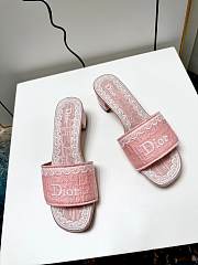 Dioramour Dior Dentelle Heeled Slide Soupir Pink Dior Oblique Embroidered Cotton and White Lace 3.5cm - 5