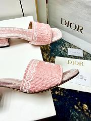 Dioramour Dior Dentelle Heeled Slide Soupir Pink Dior Oblique Embroidered Cotton and White Lace 3.5cm - 3