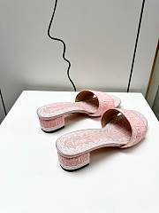 Dioramour Dior Dentelle Heeled Slide Soupir Pink Dior Oblique Embroidered Cotton and White Lace 3.5cm - 2