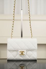 Chanel Mini Flap Bag Grained Calfskin & Gold-Tone Metal White - 19x13x7cm - 4