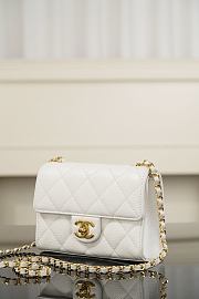 Chanel Mini Flap Bag Grained Calfskin & Gold-Tone Metal White - 19x13x7cm - 5