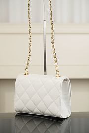Chanel Mini Flap Bag Grained Calfskin & Gold-Tone Metal White - 19x13x7cm - 6