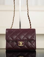 Chanel Mini Flap Bag Grained Calfskin & Gold-Tone Metal Burgundy - 19x13x7cm - 1