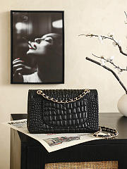 Chanel Classic Crocodile Embossed Calfskin & Gold-Tone Metal Black - 15.5×25.5×6.5cm - 6