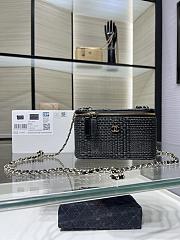 Chanel Classic Long Vanity with Chain Braided Raffia & Gold-Tone Metal Black - 17x9.5x8cm - 5