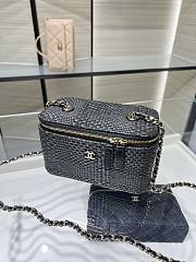 Chanel Classic Long Vanity with Chain Braided Raffia & Gold-Tone Metal Black - 17x9.5x8cm - 4