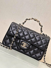 Chanel Mini Classic Handbag With Top Handle Lambskin Black AS2431 - 12x20x6cm - 5